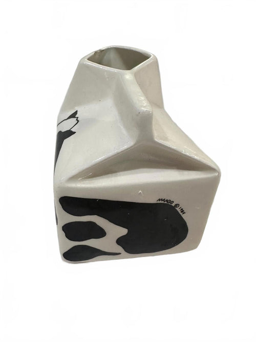 Ceramic milk carton with Holstein cow design