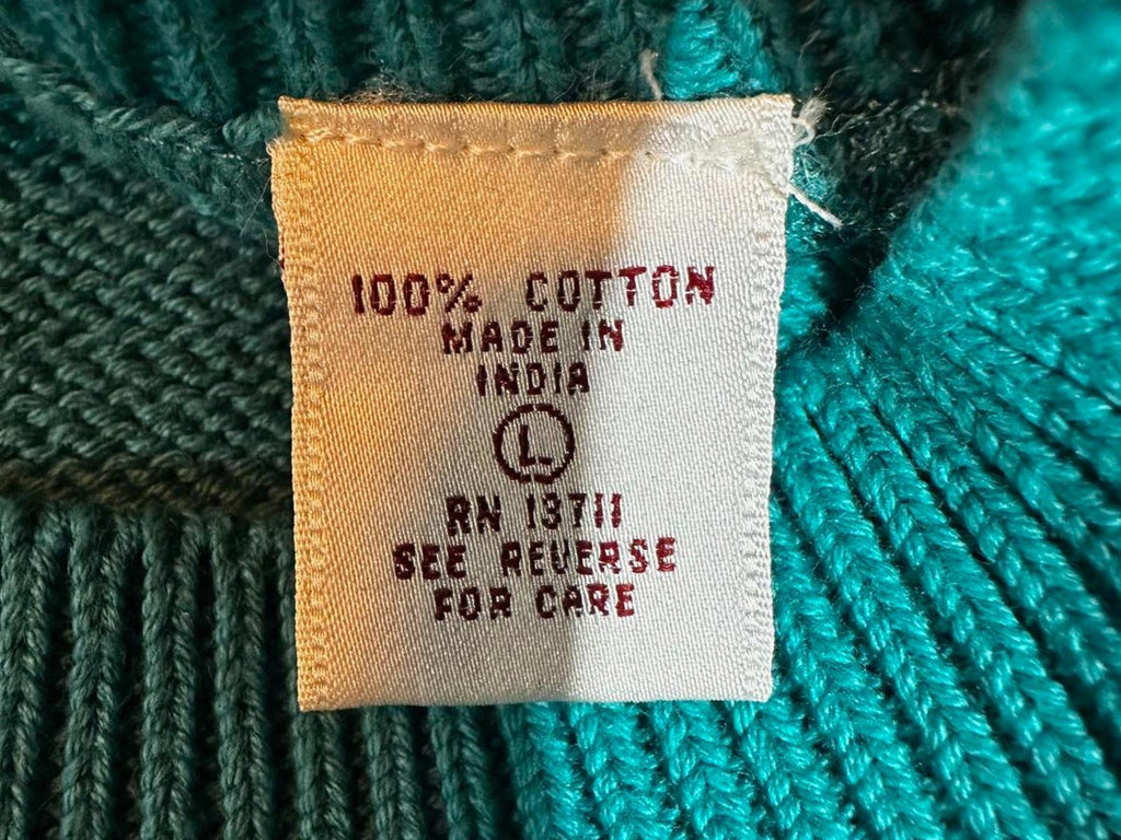 John Ashford Teal Cotton Crewneck Sweater L NWT