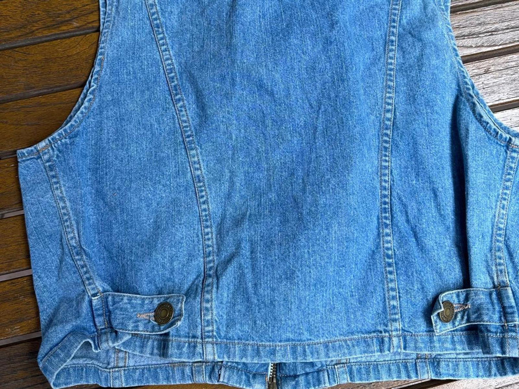 Vintage Breeches USA Denim Zip Front Vest Women's M