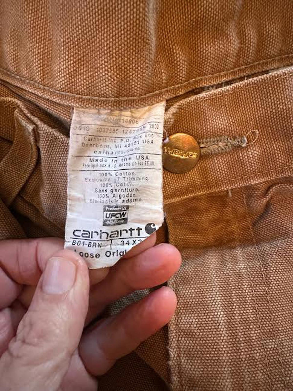 Vintage Carhartt B01 Brown Duck Work Pants 34×30