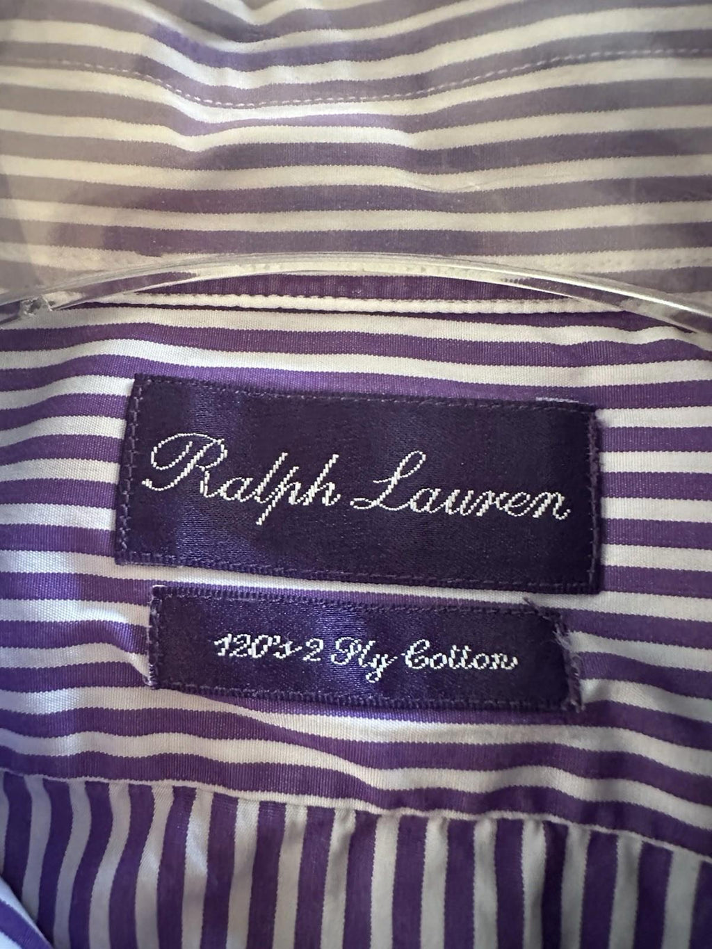 Ralph Lauren Purple Label Shirt Men 18" Purple & White Striped Cotton