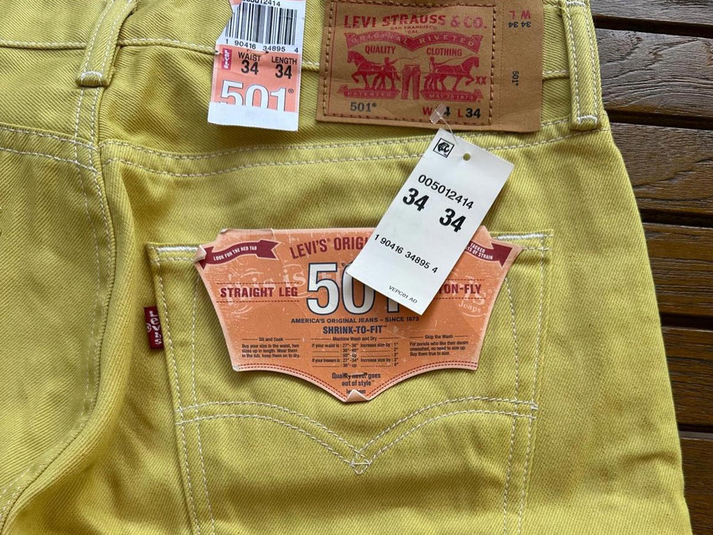 Levi’s 501 Shrink-to-Fit Jeans Mustard Yellow 34x34 – NWT