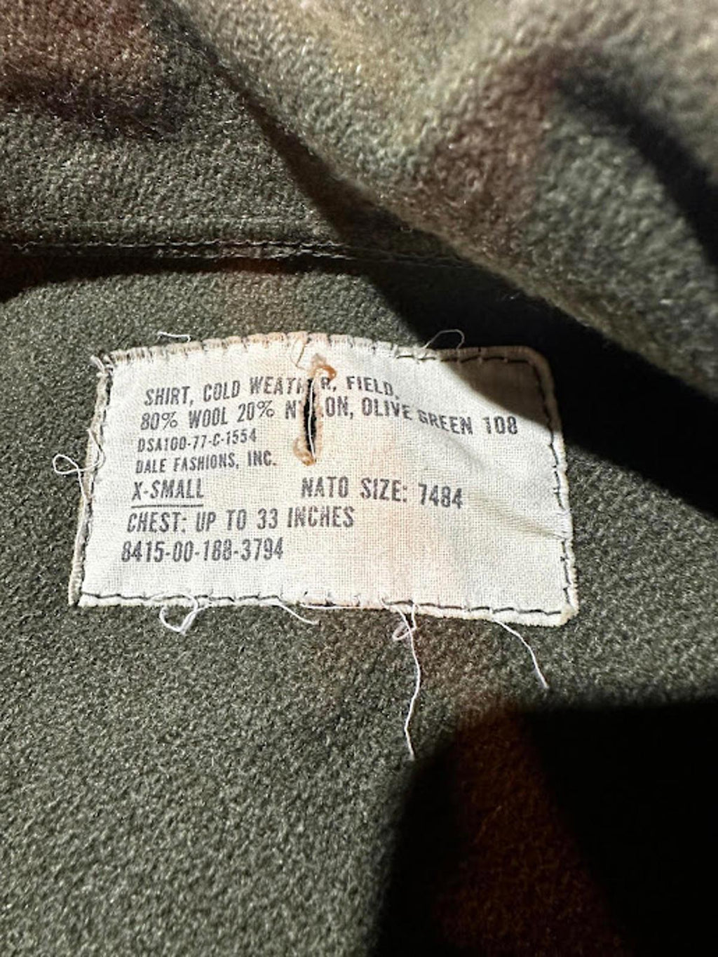 Vintage Military Wool Field Shirt Cold Weather Olive Green