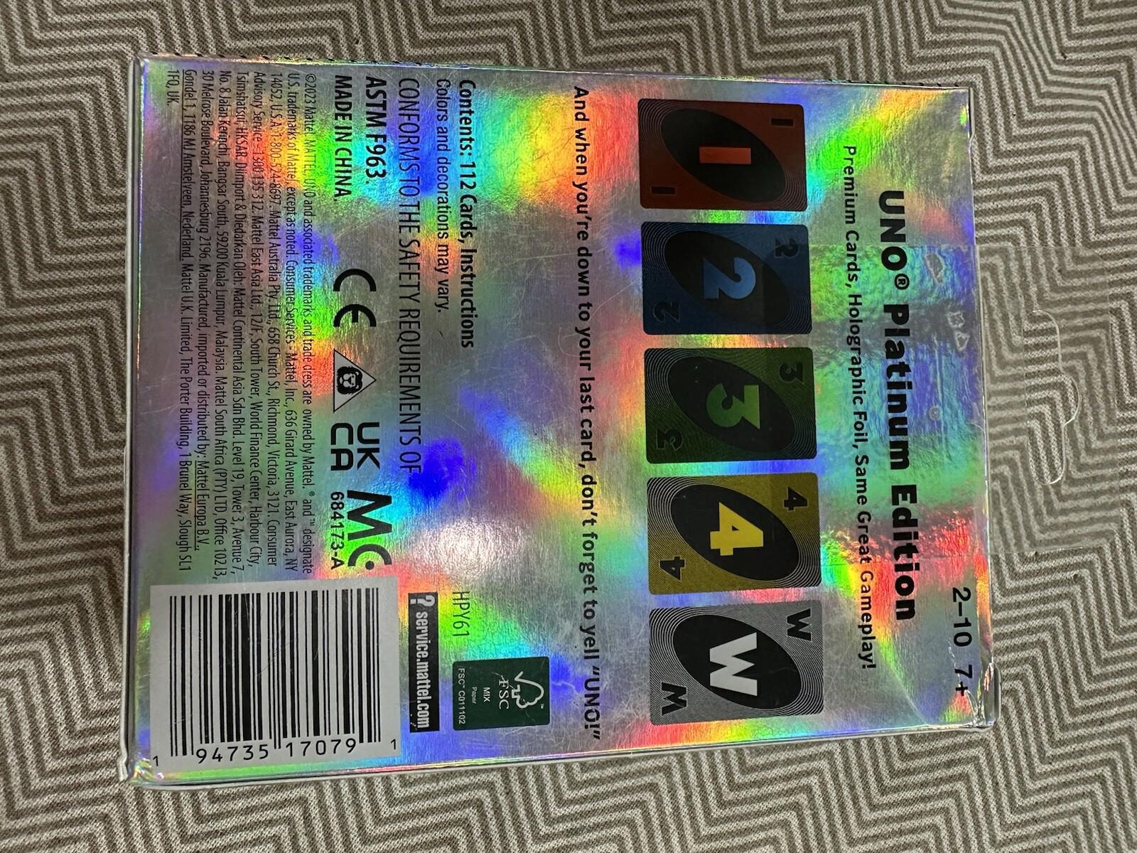 Uno Platinum Edition Card game