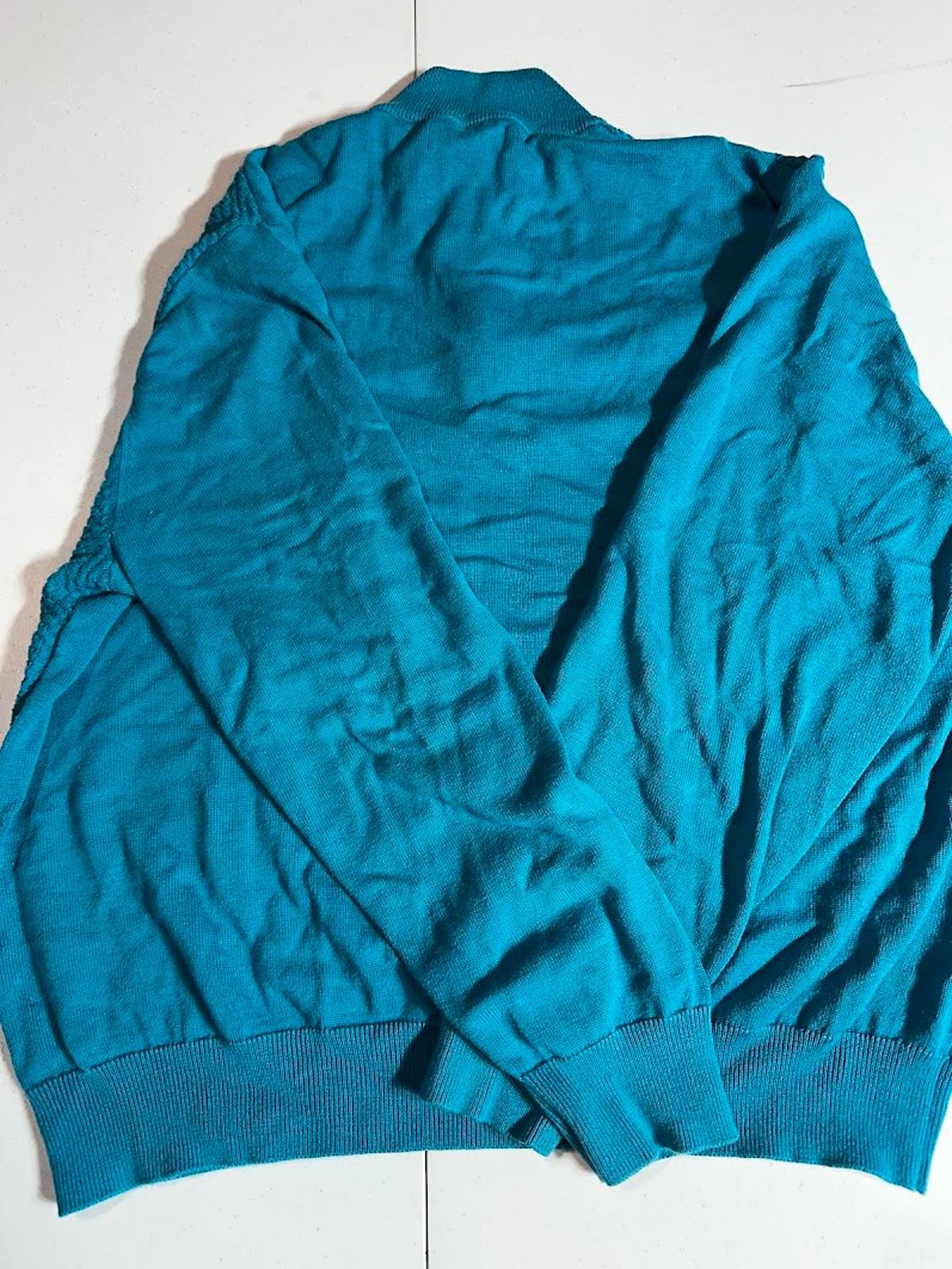 Jack Nicklaus Teal Knit Quarter Zip Pullover XL