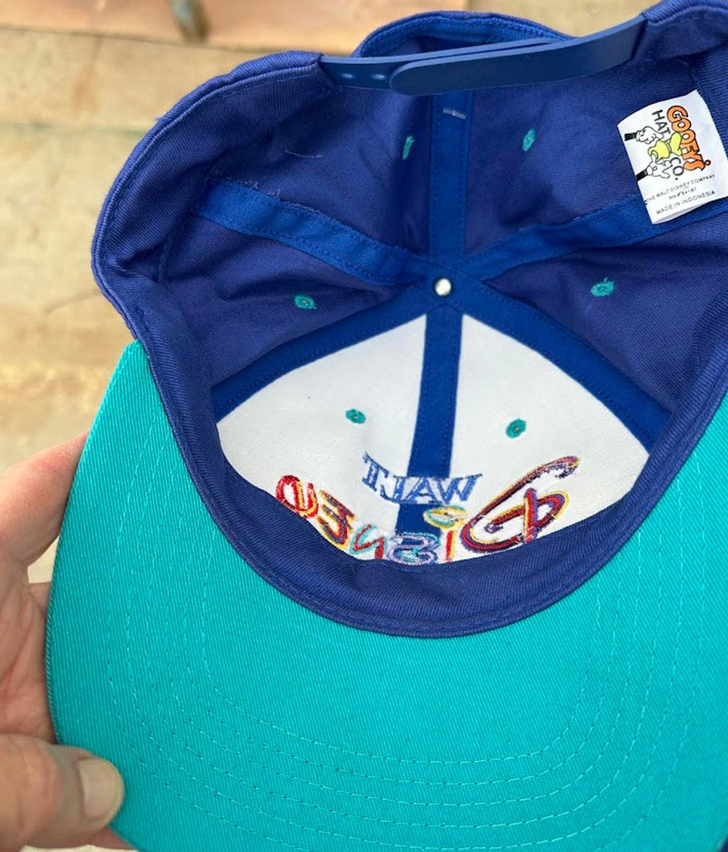 Vintage Walt Disney World Snapback Hat Blue Teal