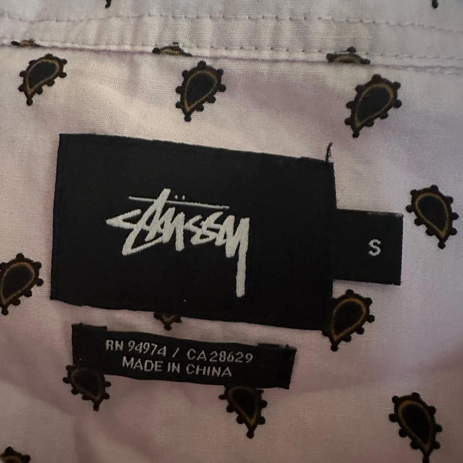 Stussy Pattern Button Up Shirt Small Pink Black