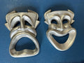 Vintage CAST ALUMINUM Comedy Tragedy Wall Plaque Mask 2pcs.