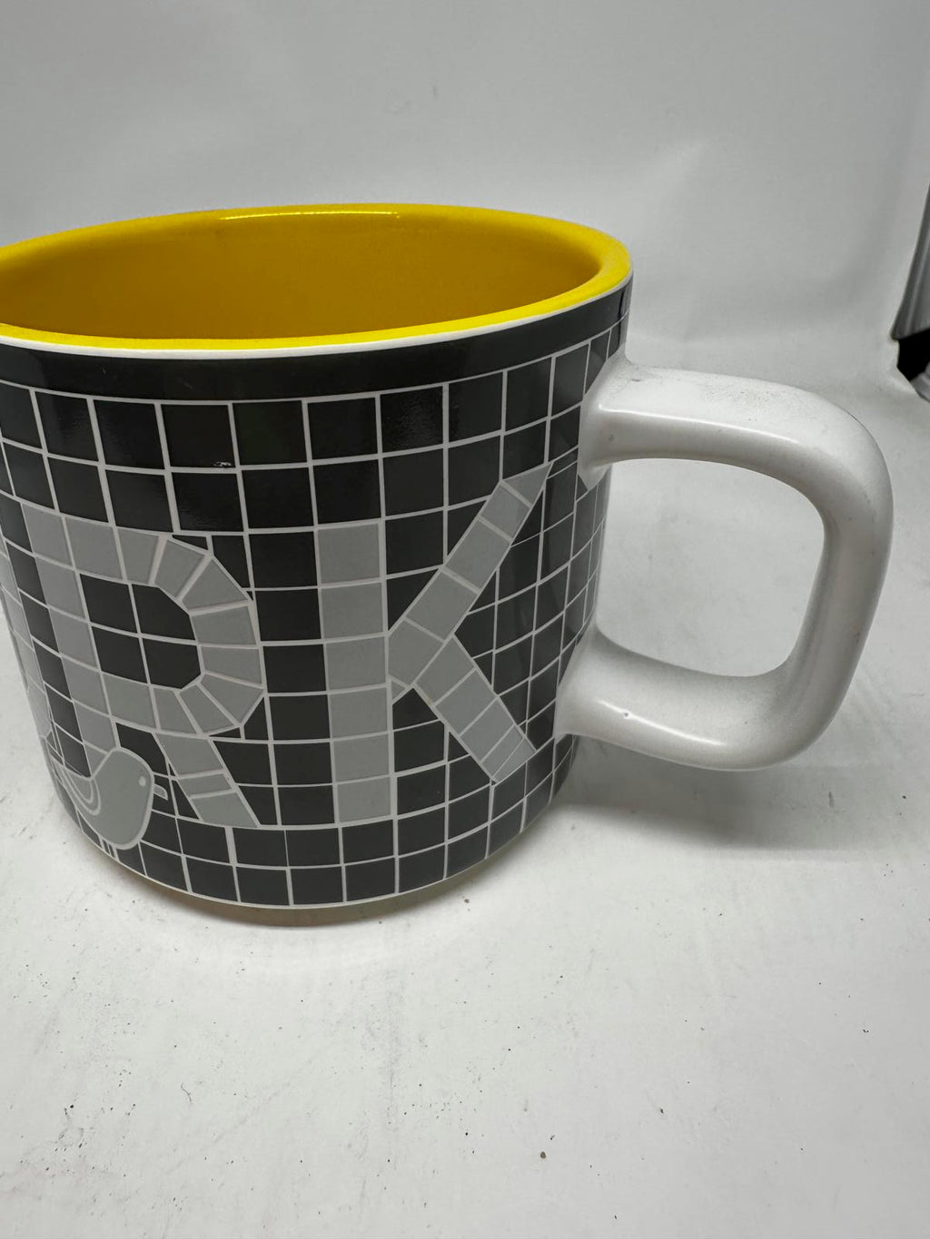 Starbucks “LOVE” Mosaic Tile Mug Yellow Interior 12 fl oz Ceramic 2010s Retired