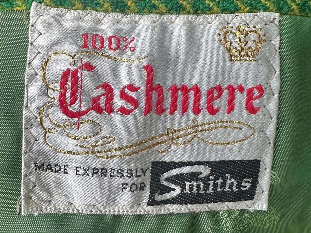 Vintage 1960s Smith’s 100% Cashmere Green Houndstooth Blazer