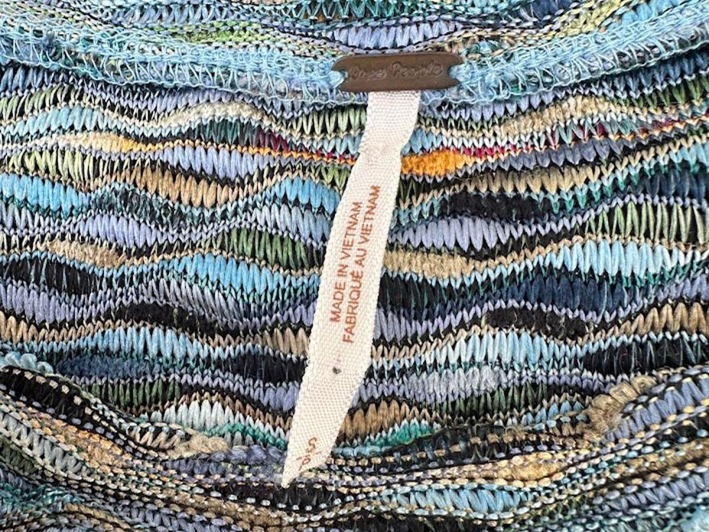 Free People Knit Crop Top Blue Textured M