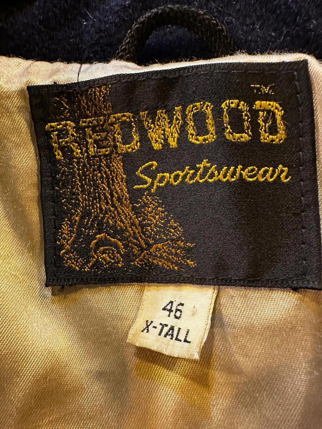 Vintage Redwood Sportswear Navy Wool Peacoat 46 X-Tall Made in USA 1960s