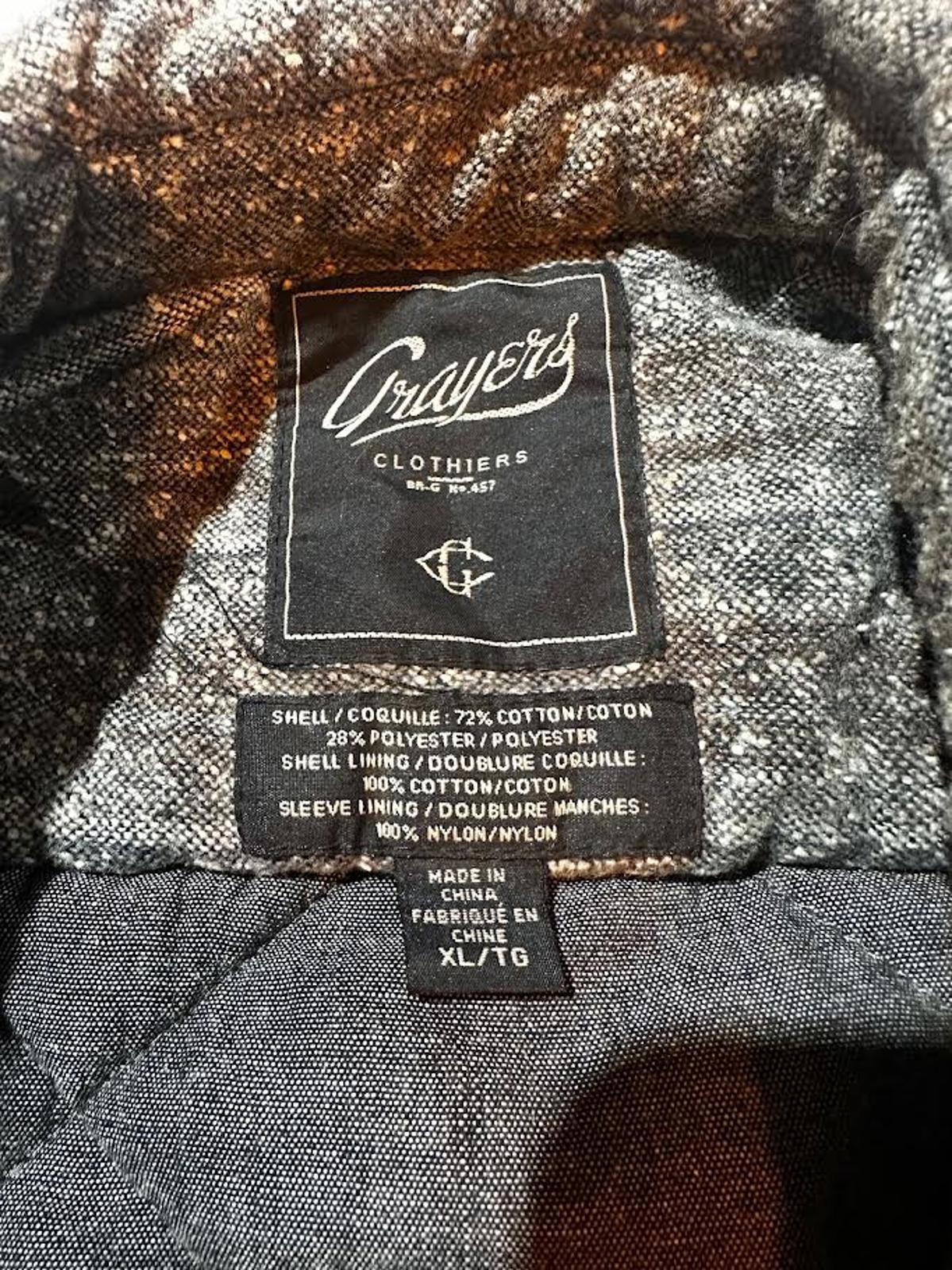 Men’s Grayers Clothiers Quilted Jacket XL Gray Button Front