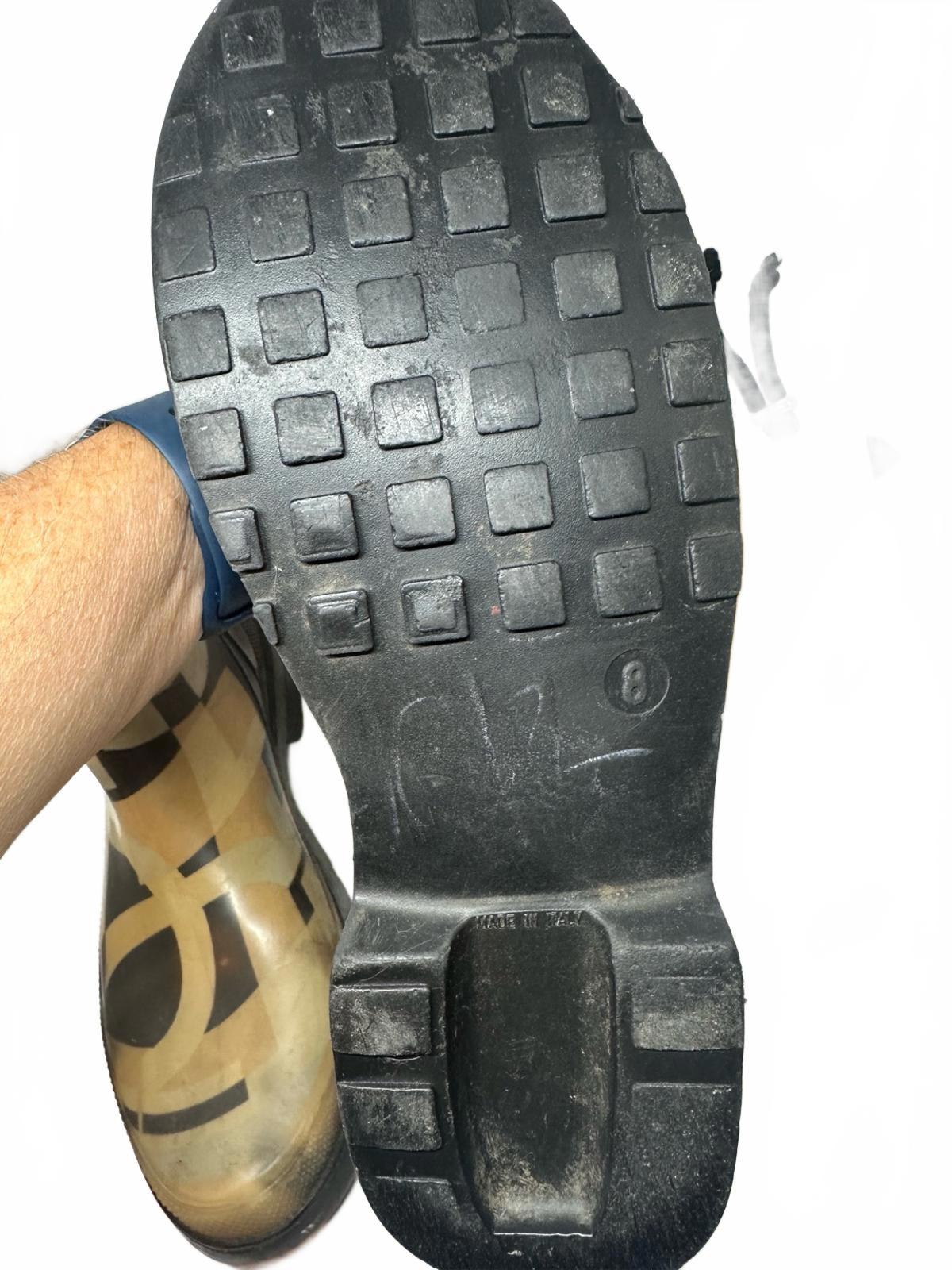 Ferragamo Rain Boots Size 8 Italy Logo Pattern