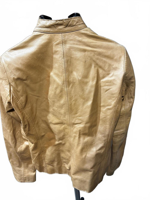 Armani Exchange Genuine Leather Jacket Tan S Zip Moto
