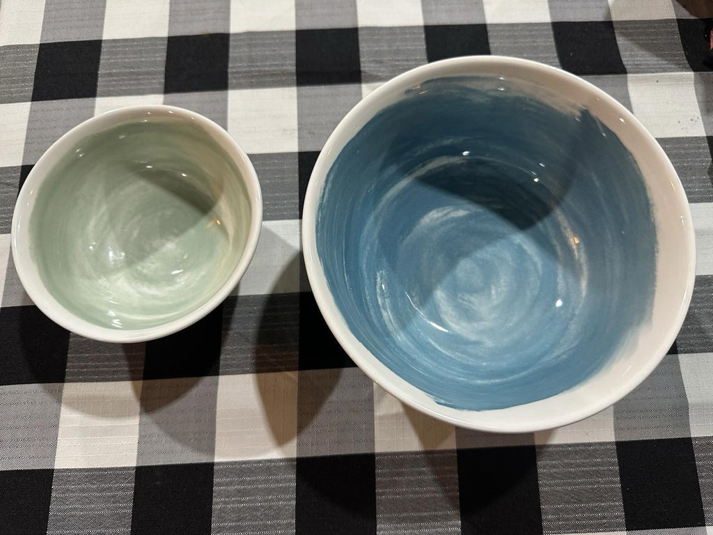 Pepper + Vetiver Nesting Mixing Bowl Set 2pc Pastel Glazed Stoneware