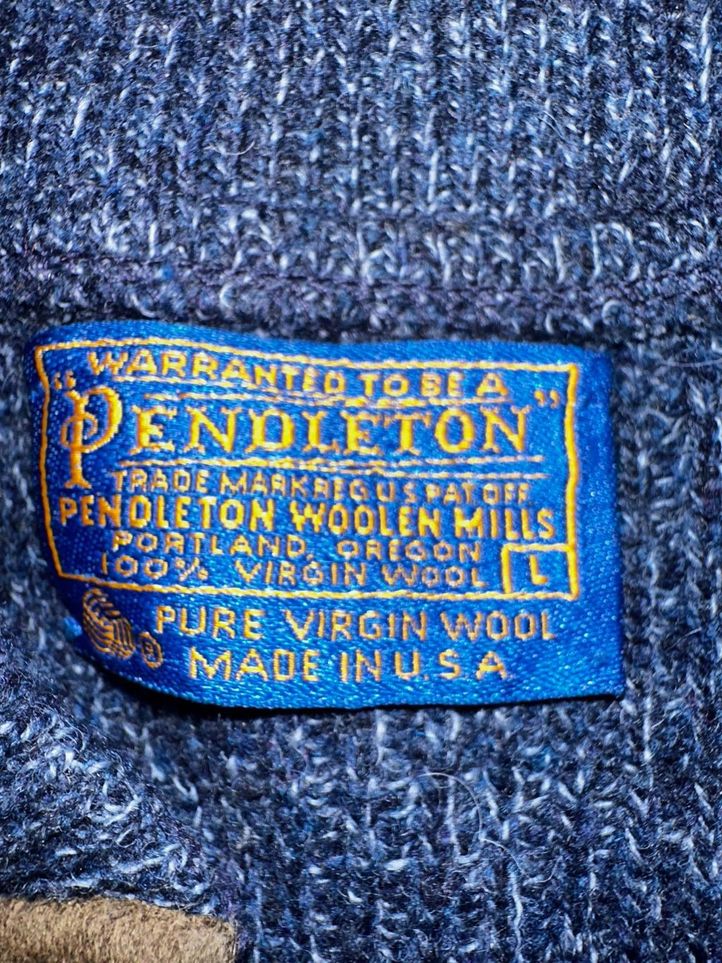 Vintage Pendleton Wool Henley Sweater Leather Patches L