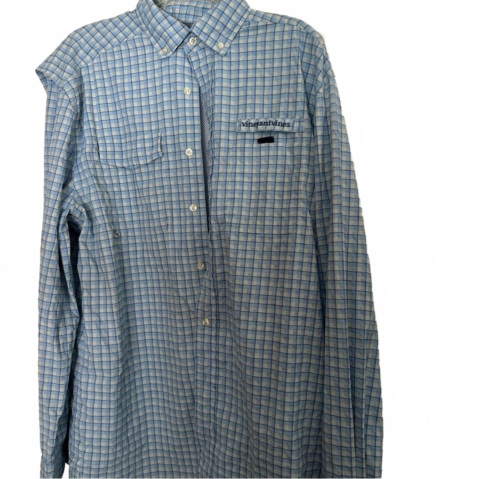 Vineyard Vines Harbor Shirt Blue Plaid M