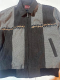 Vintage Califf Gray Black Patterned Knit Bomber Jacket