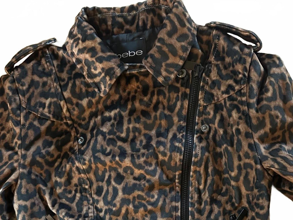 Bebe Leopard Print Zip Jacket XS