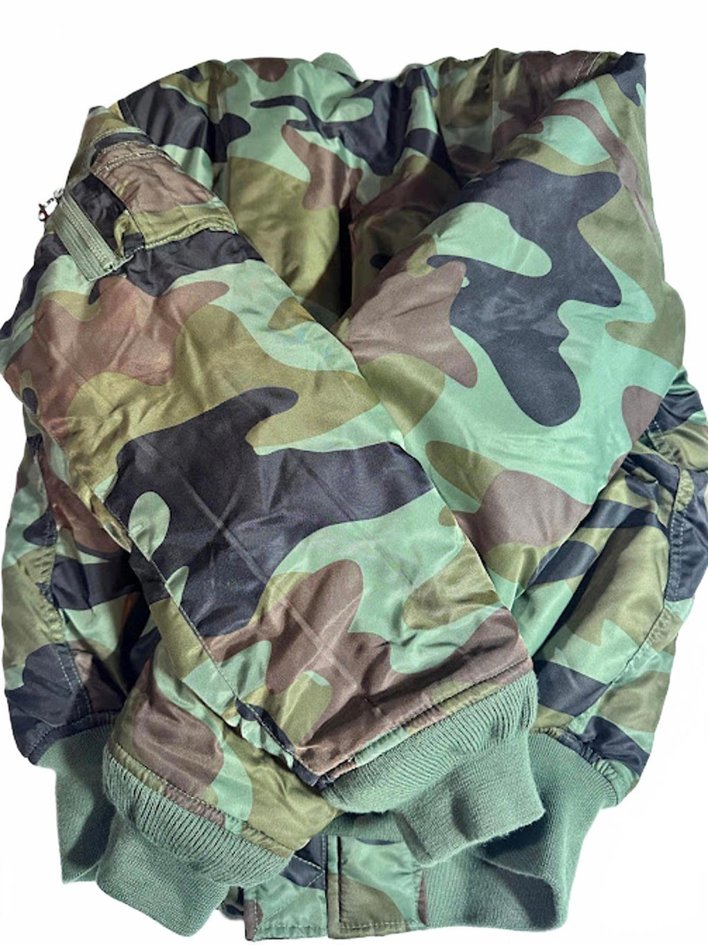 Camo Bomber Jacket Orange Lining MA-1 Style Medium