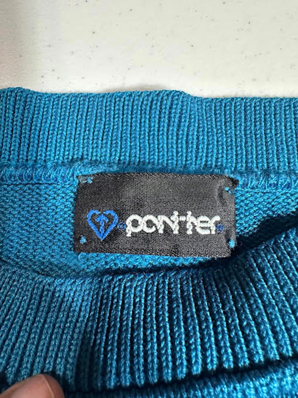 Y2K Panther Cropped Knit Sweater Top Teal