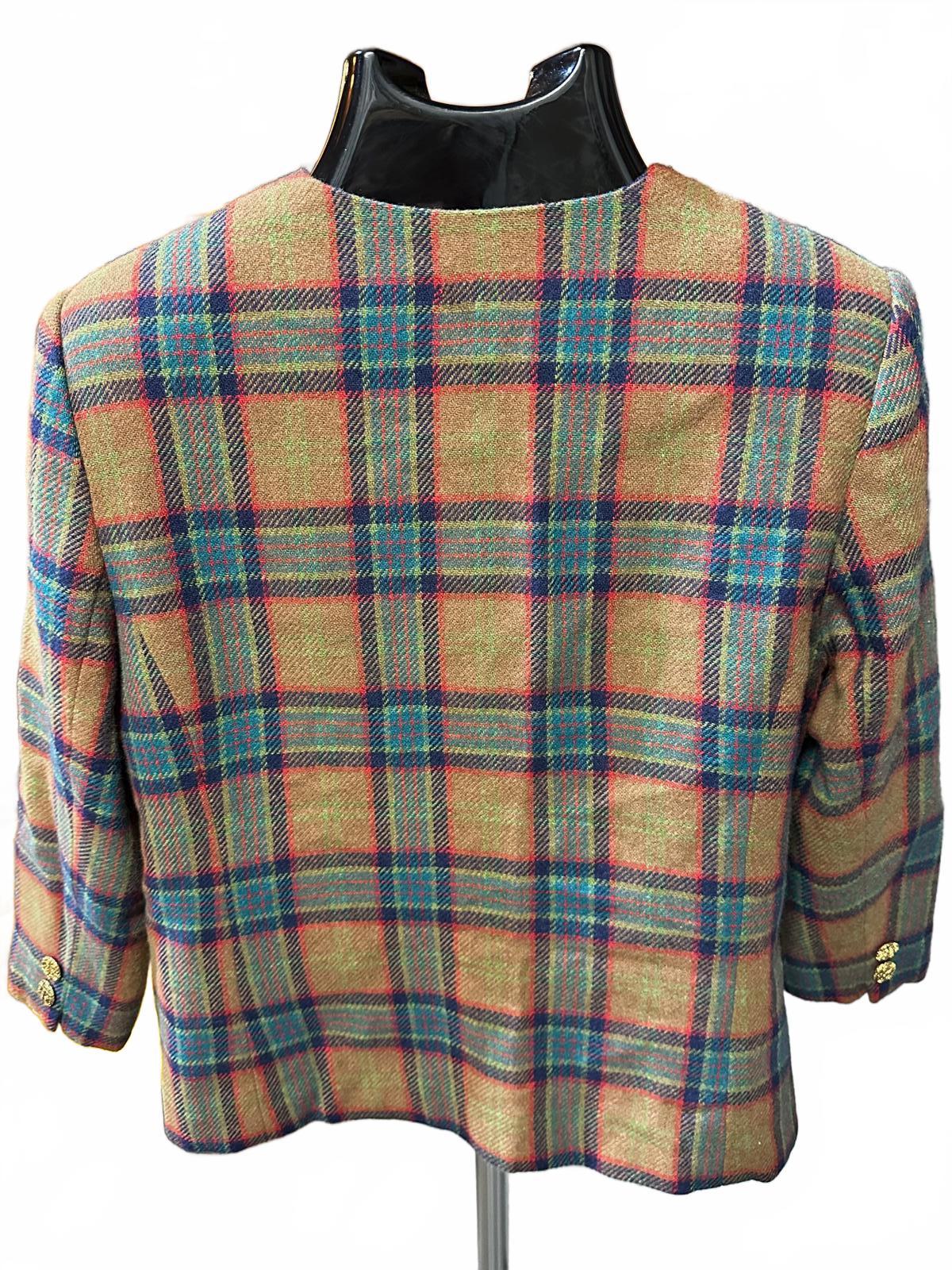 Vintage Tartan Wool Skirt Suit Set Blazer & Skirt 9AR