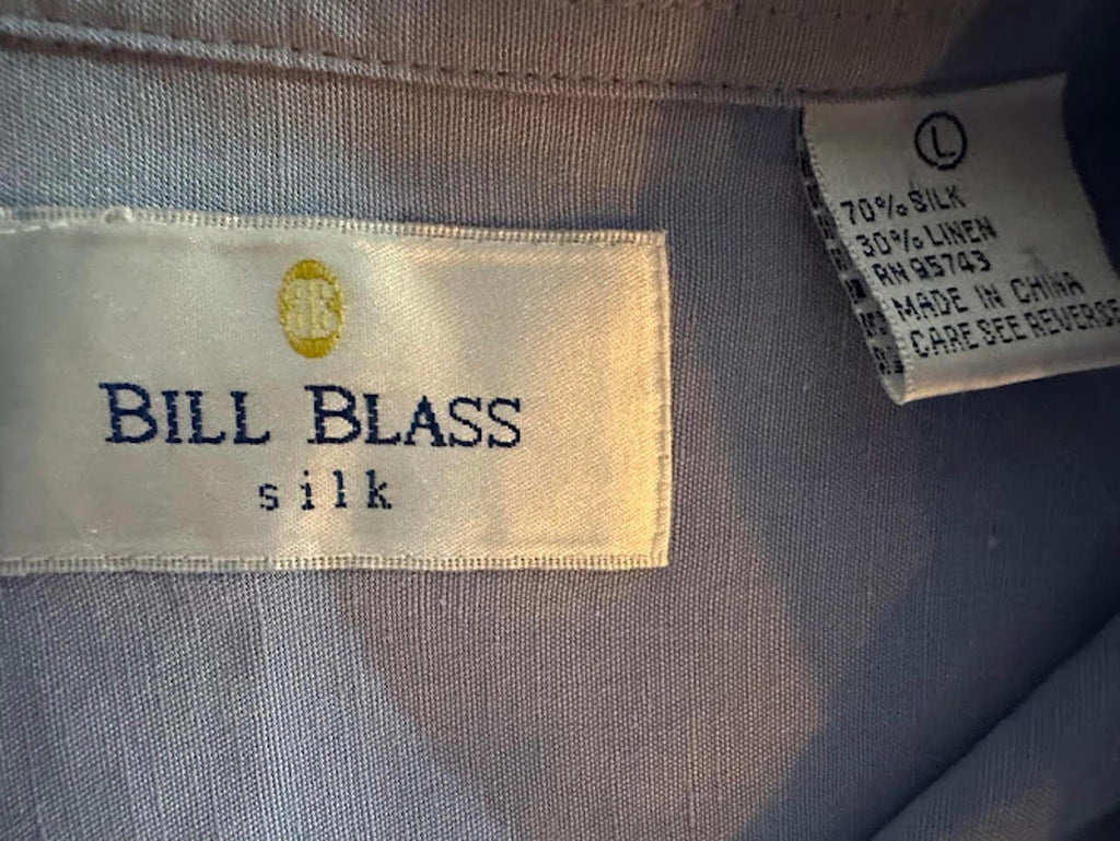 Bill Blass Silk Linen Short Sleeve Shirt L