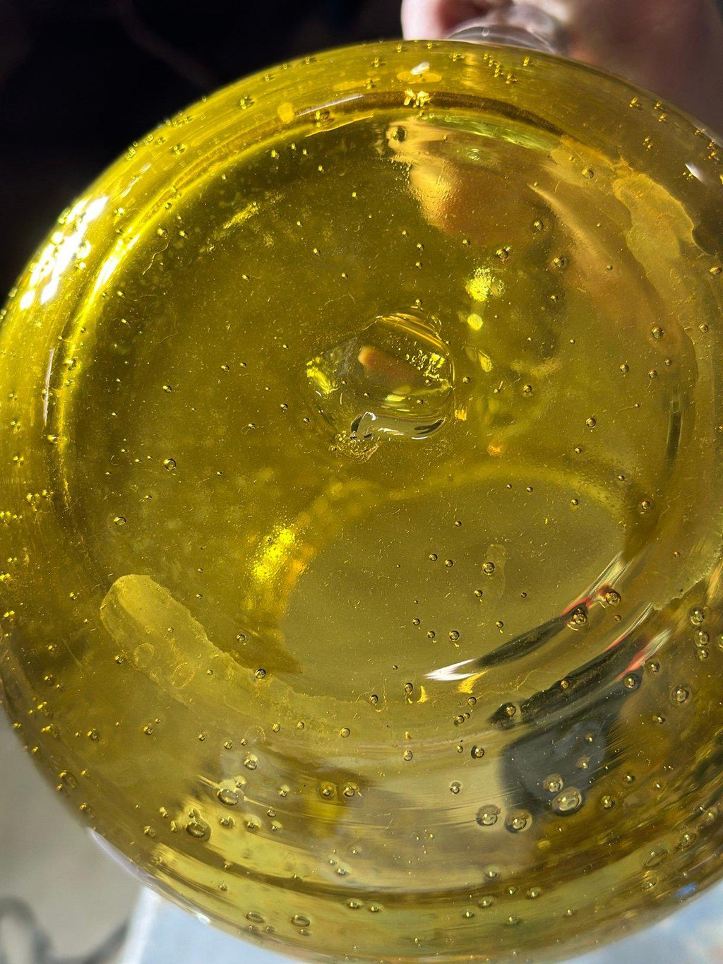 Amber hand blown pitcher