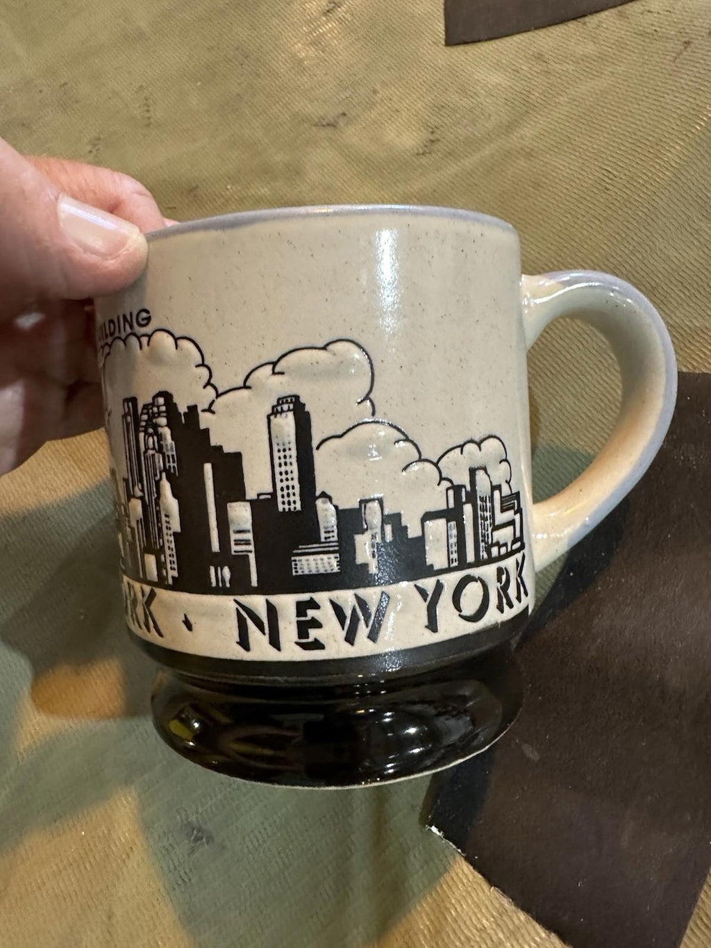 Vintage Billoo Coffee Mug New York Empire State Building & Twin Towers 3.75”