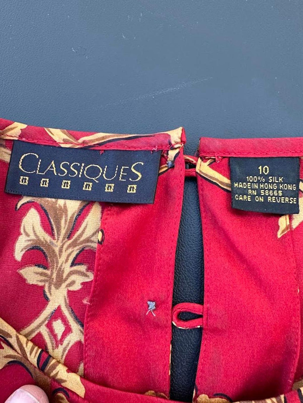 Classiques Silk Red Baroque Blouse Size 10