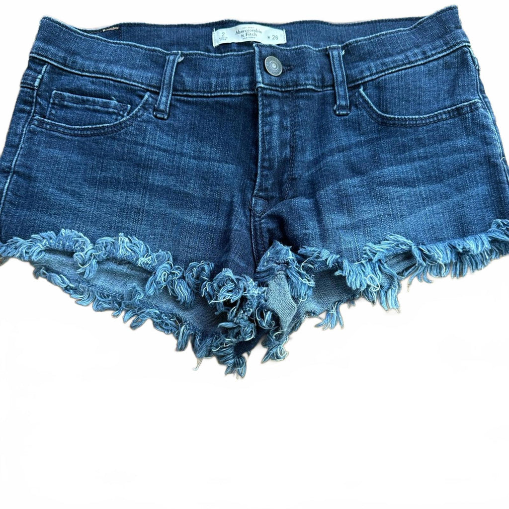 Abercrombie & Fitch Blue Jean Shorts Distressed Frayed Hem