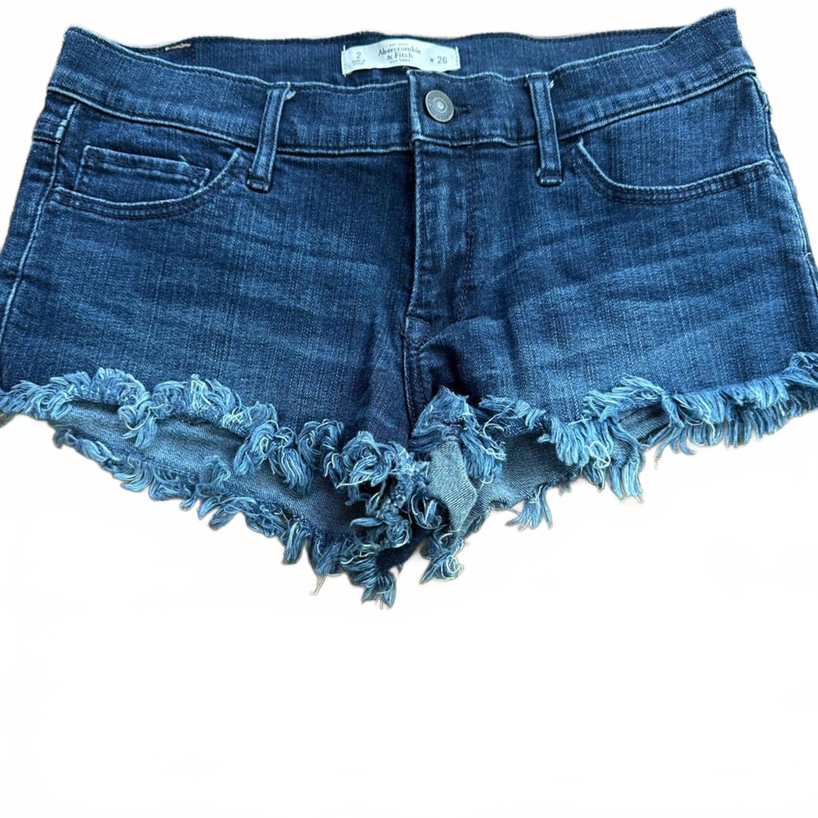 Abercrombie & Fitch Blue Jean Shorts Distressed Frayed Hem