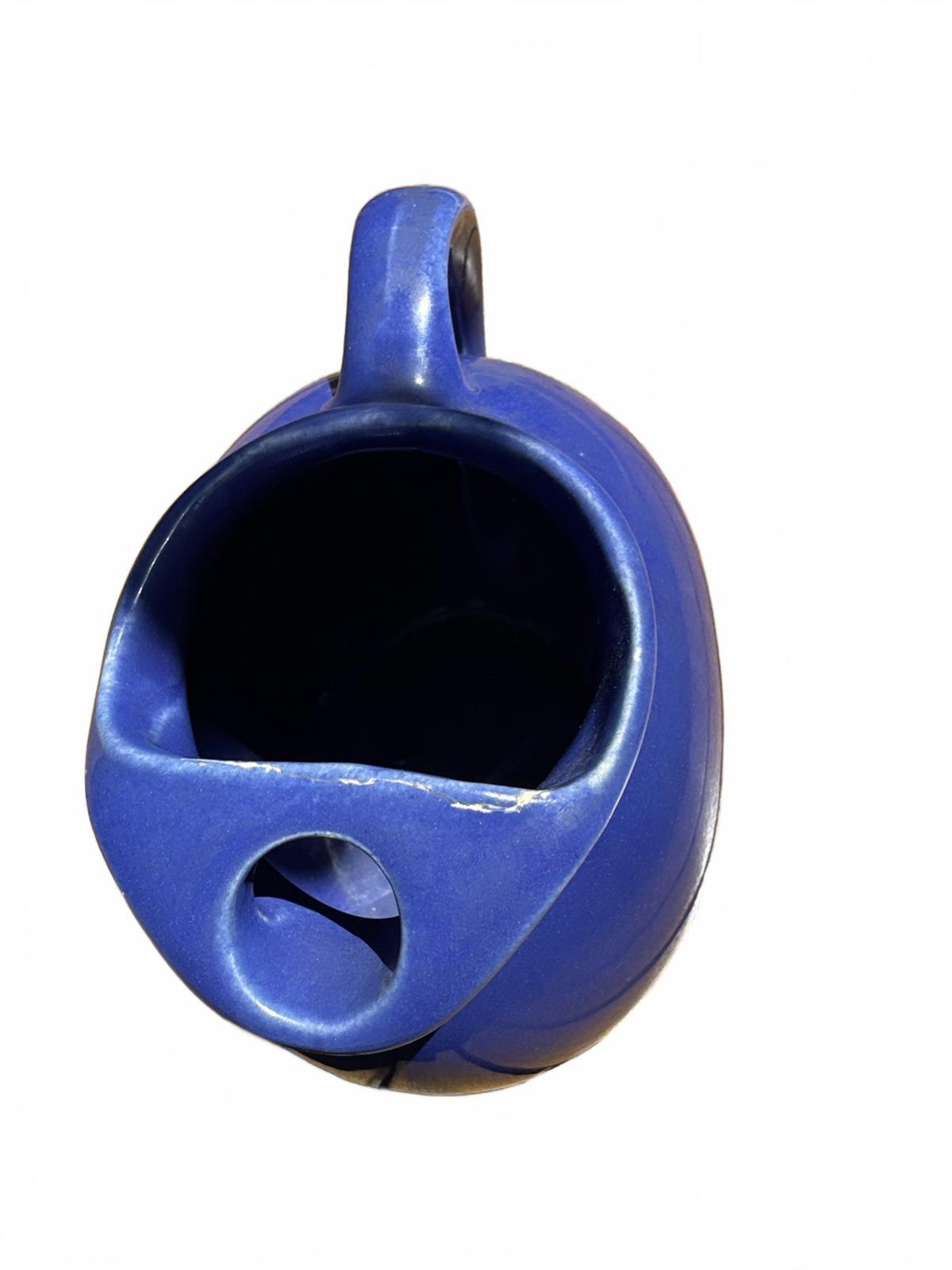 Vintage Cobalt Blue Pottery Pitcher USA 5.5"