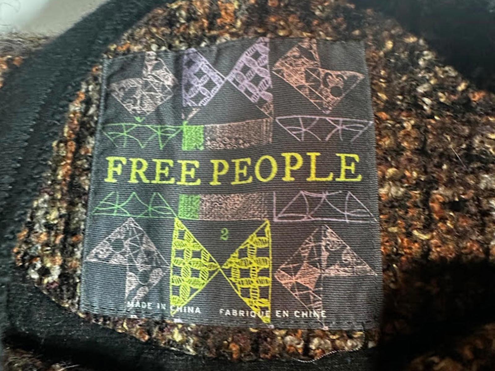 Free People Brown Tweed Bouclé Jacket Women S/M