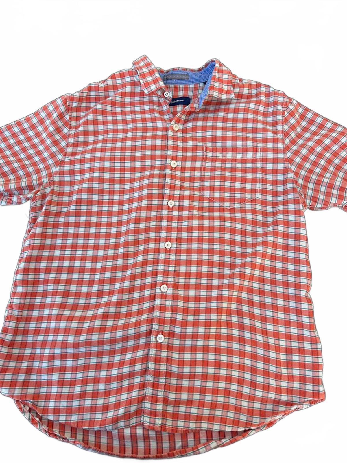 Tommy Bahama Orange Plaid Short Sleeve Shirt L