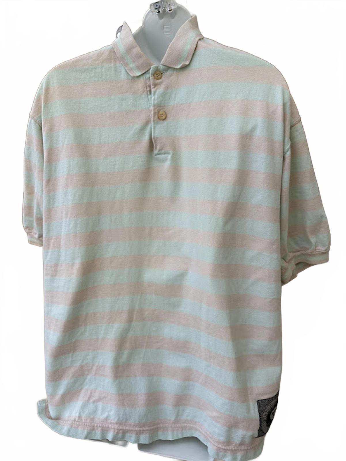 Aeropostale Stripe Polo Pink Green Puzzle Patch