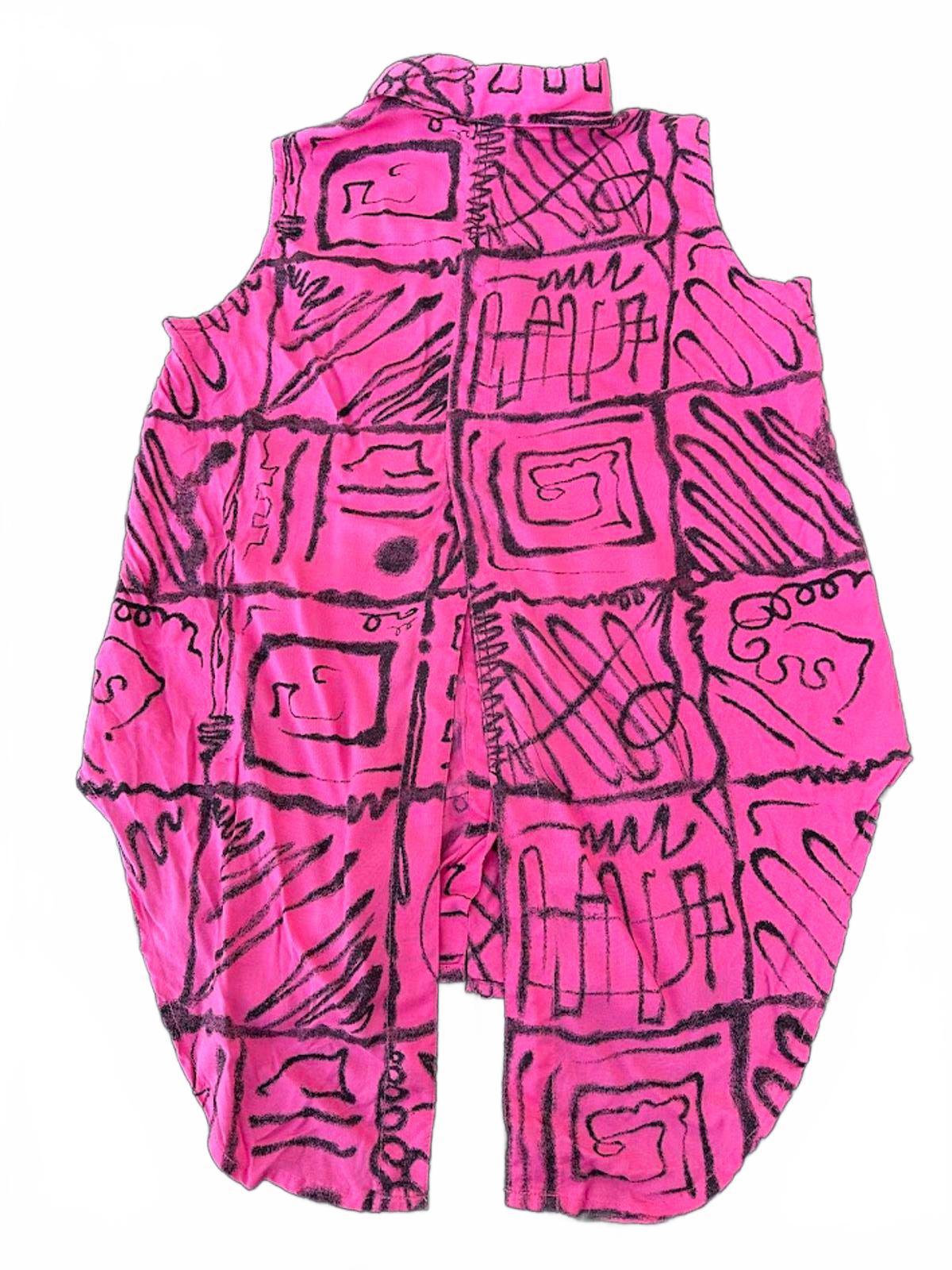 Vintage Carolhorn Pink Rayon Tie Back Top S
