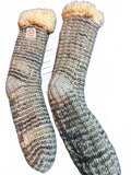 Dearfoams Knit Slipper Socks Gray Sherpa Lined Non-Slip