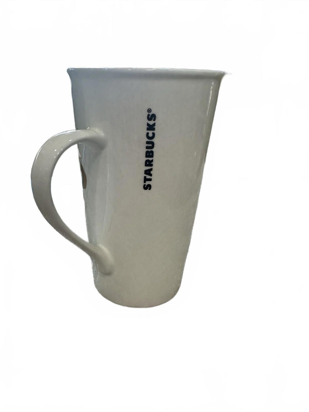 Starbucks 2015 Tall Coffee Mug Gold Graffiti Letters with White 16oz