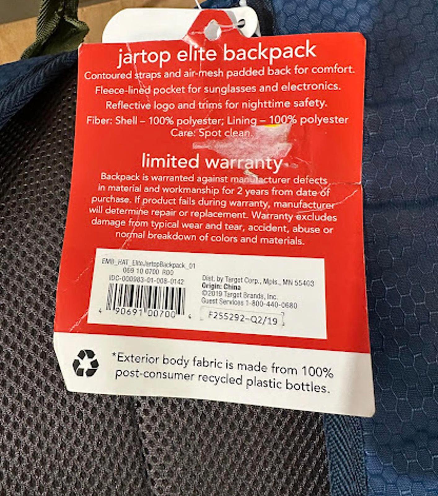 Embark Jartop Elite Backpack Blue NWT