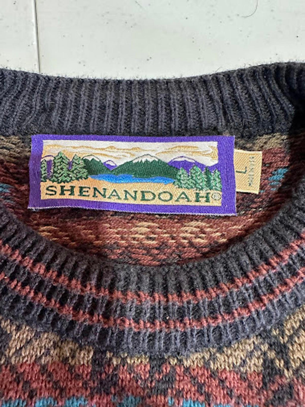 Shenandoah USA Cotton Sweater Mens L Vintage