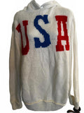 Vintage USA Chunky Knit Hooded Sweater Patriotic