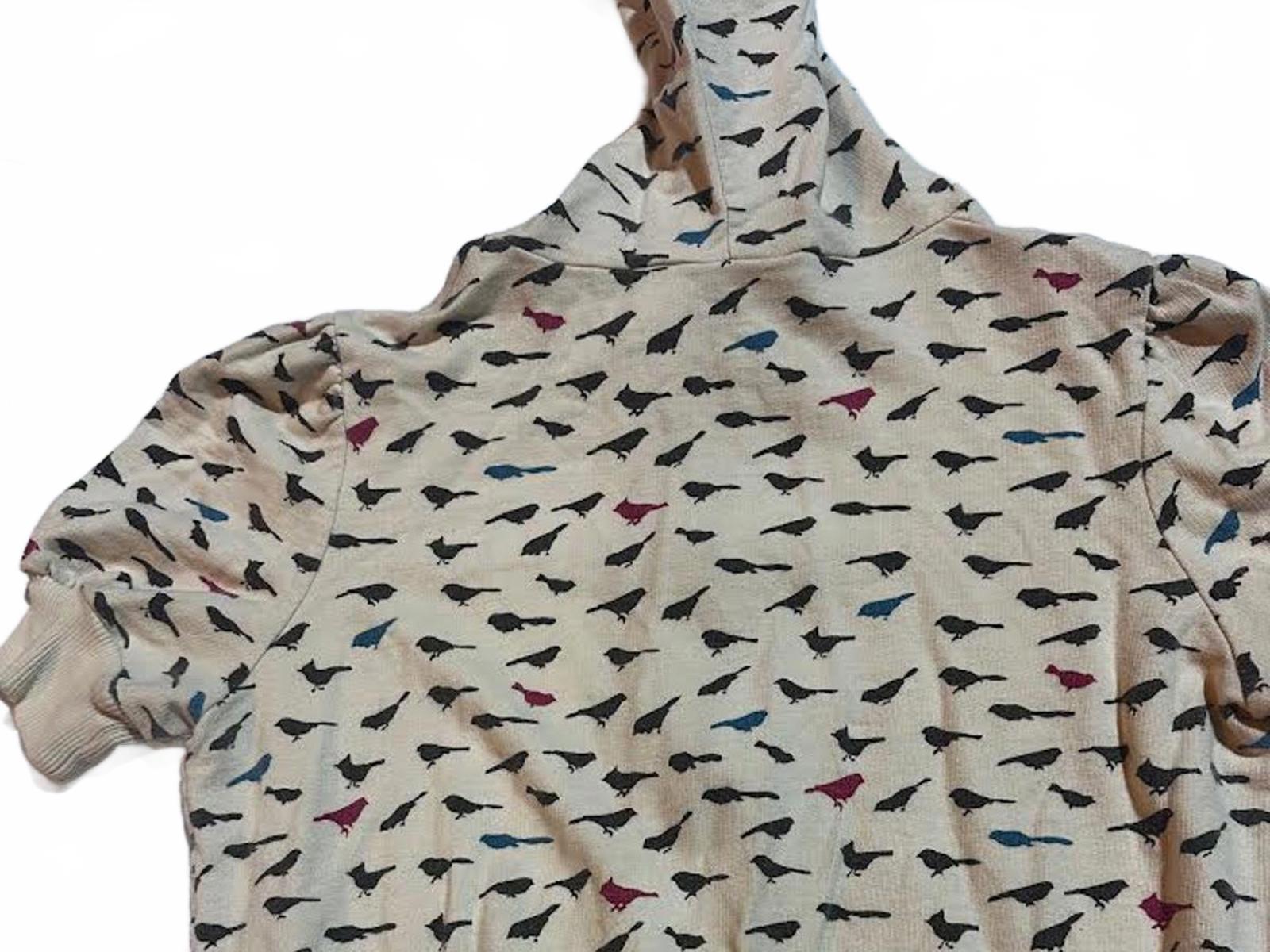 Realitee Bird Print Cropped Zip Hoodie USA Made