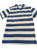 Tan and navy knit striped shirt First Draft Large