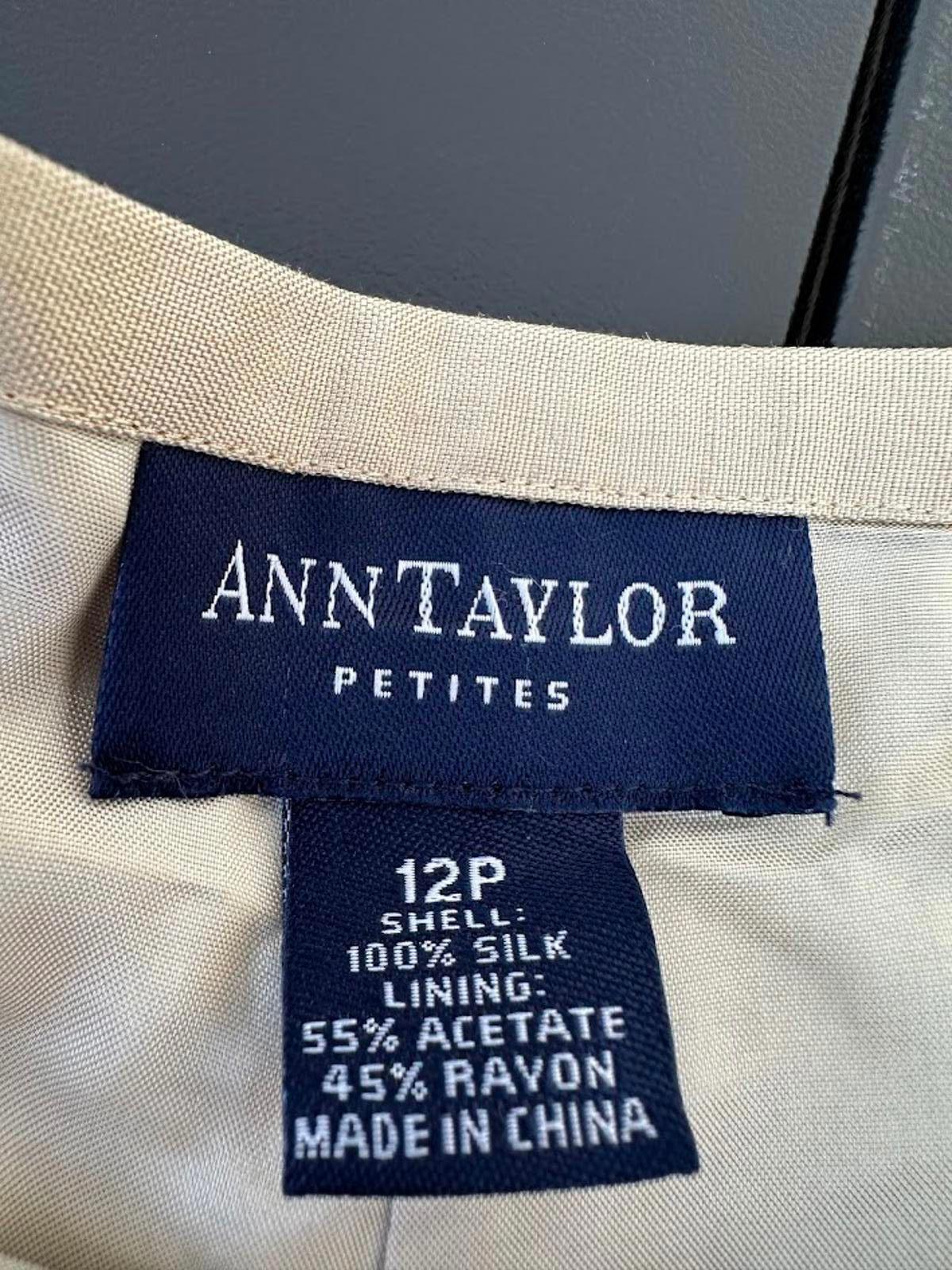 Ann Taylor Silk Pants Tan Petite 12P