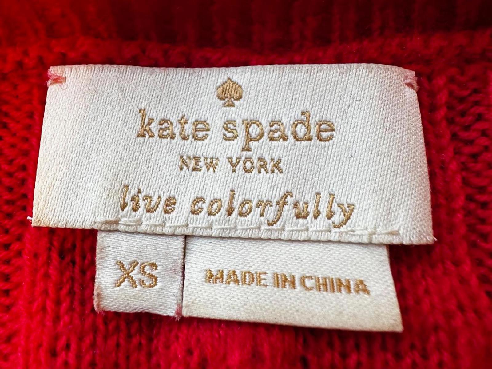 Kate Spade Red Bobble Knit Ruffle Sweater XS