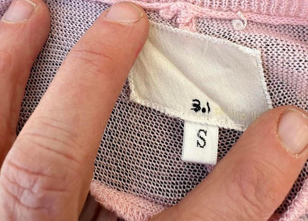 Silk Knit V-Neck Sweater Pink Sheer Back S