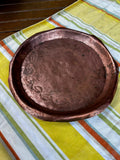 Antique Hand-Hammered Copper Tray with Floral & Vine Design  Early 1900s Rustic