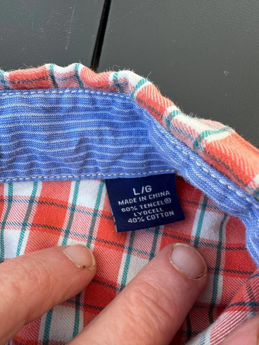 Tommy Bahama Orange Plaid Short Sleeve Shirt L